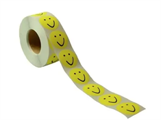 Label Ø19 with Smiley, FLUORESCENT YELLOW - 1,000 pcs.