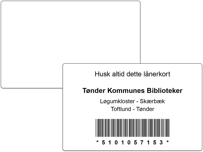 Library patron card PVC, 1+0 print