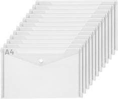 A4 Envelope pocket with push button. CLEAR - 12 pcs.