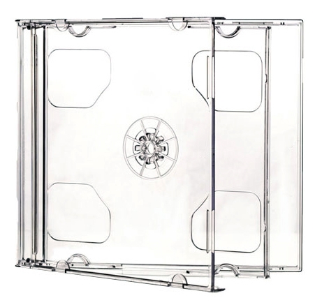Slimline CD jewel case for 2 discs, CLEAR tray