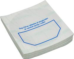 Pouch label with cut out window for barcode label and Danish text, TRANSPARENT