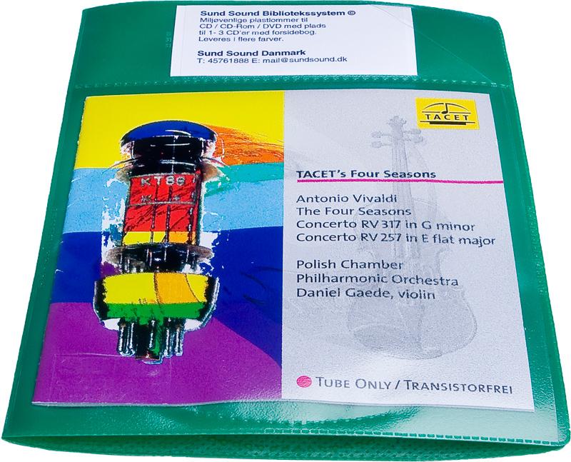 Audio pouch for 3 discs and booklet. Cloth, GREEN PP