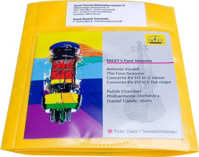 Audio pouch for 5 discs and booklet. Cloth, YELLOW PP