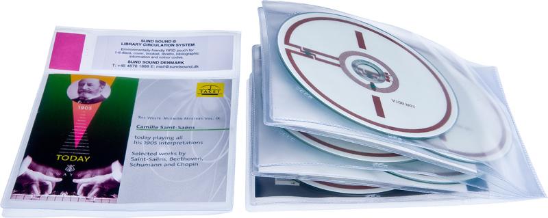 RFID audio pouch for 5 discs, booklet and libretto, TRANSPARENT PP