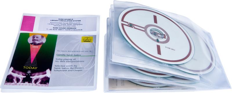 RFID audio pouch for 5 discs and booklet, TRANSPARENT PP