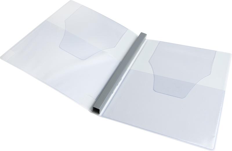 Video album with 2 pockets: 1 elastic expandable, 2 flaps. WHITE / TRANSPARENT