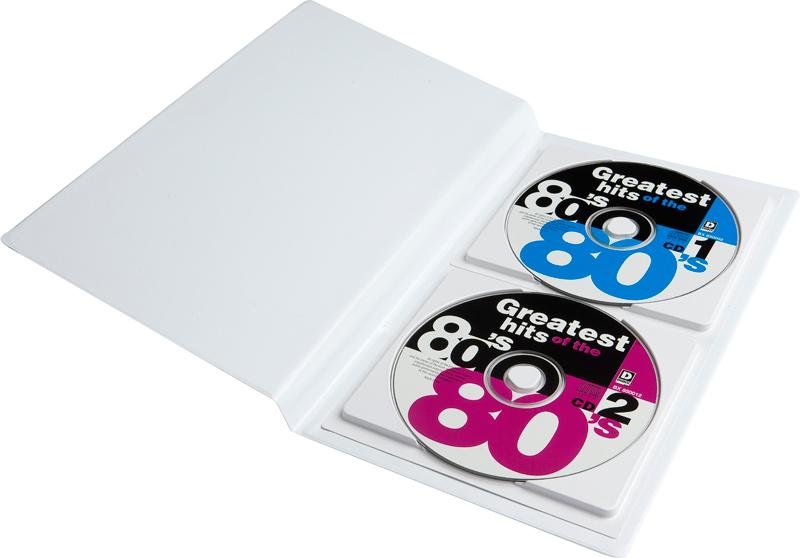 Audio album with trays for 2 discs, WHITE / TRANSPARENT