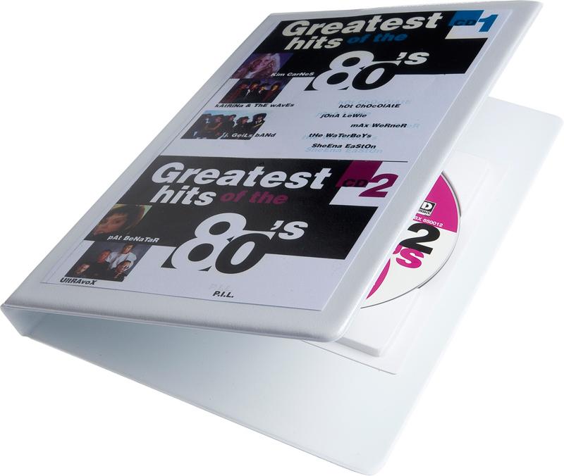 Audio album with trays for 2 discs, WHITE / TRANSPARENT