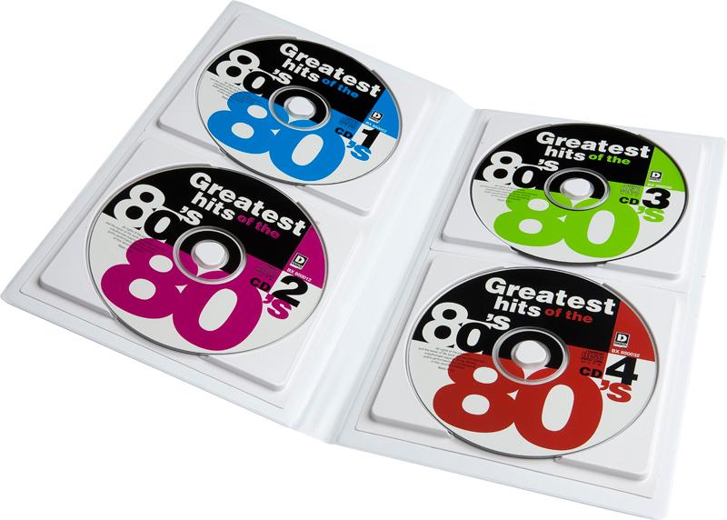 Audio album with trays for 4 discs, WHITE / TRANSPARENT